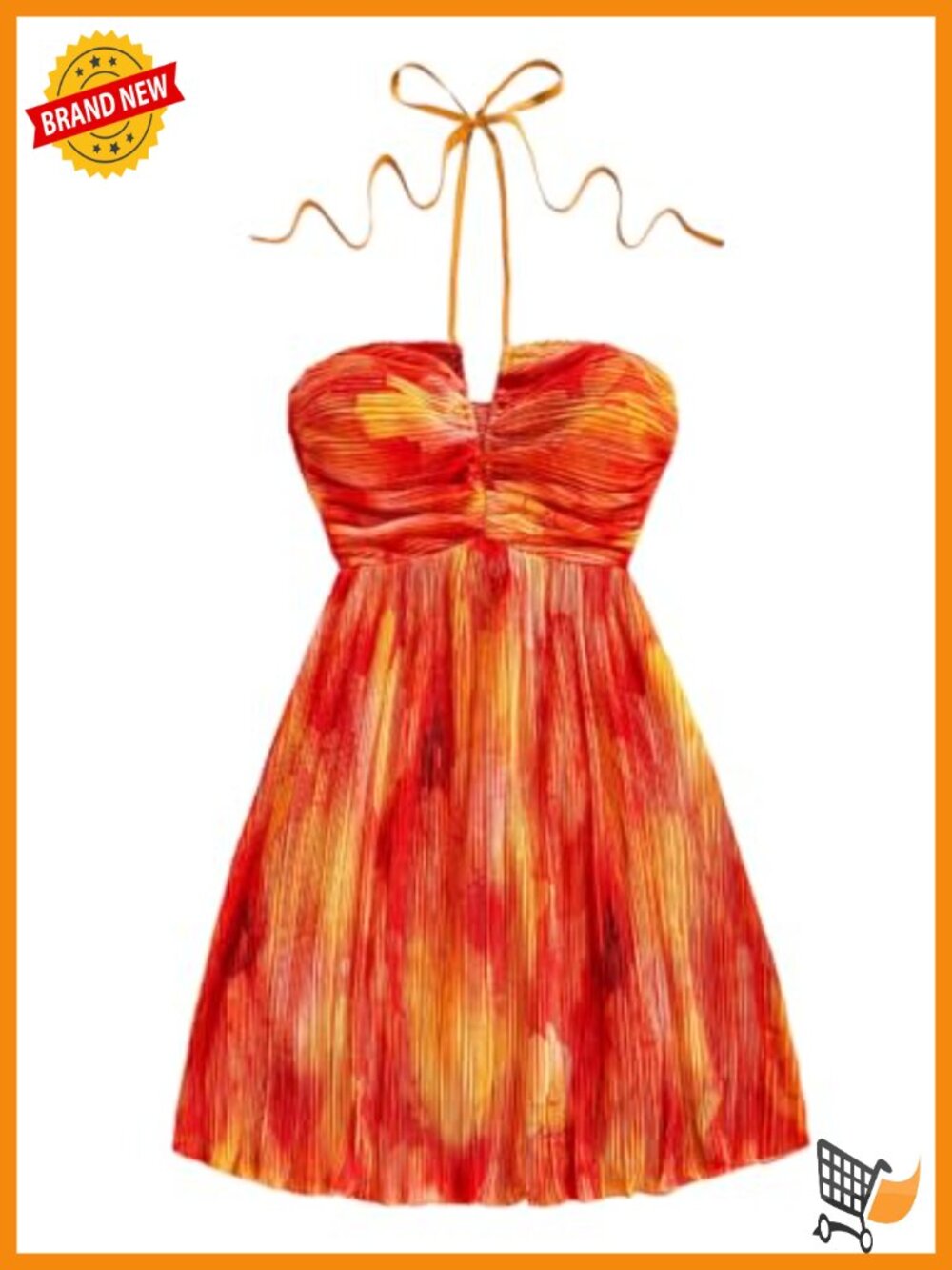 Tie Dye Halter Cami Dress Sleeveless A Line Summer Sundress